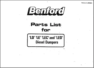 Buy Diesel Dumper Service Parts Manual Fits Benford LD LE LEC LED Ben1 • 24.19$