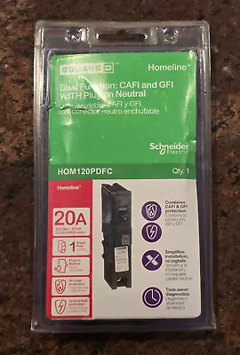 Buy Square D HOM120PDFC Homeline Plug-On Neutral 20A Dual Function Circuit Breaker • 41.99$