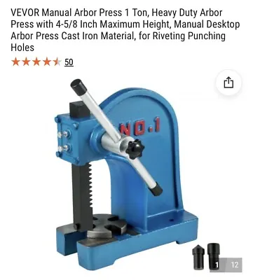 Buy Ratchet Arbor Press 1Ton Rivet Press Machine Ring Type Cast Iron Assembly AP-3 • 35$