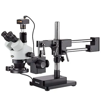Buy AmScope 3.5X-90X Trinocular Zoom Stereo Microscope 1.3MP USB Camera & Boom Stand • 766.99$