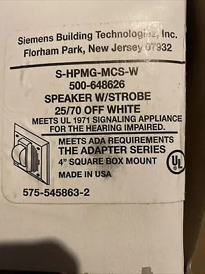 Buy Siemens 500-648626 S-HPMG-MCS Speaker W/Strobe 25/70 Off White • 75$