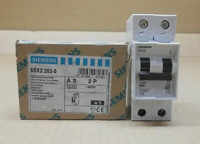 Buy 1 Nib Siemens 5sx2 203-5 5sx2203-5 Circuit Breaker 3a 2p 400v Mcb 3 Amp • 24.85$