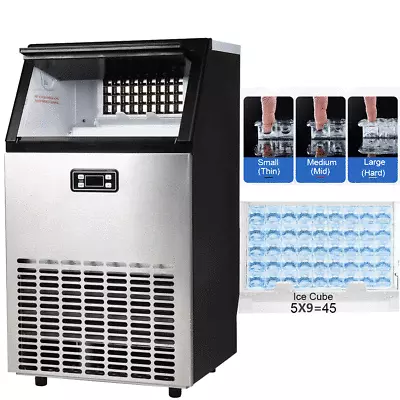 Buy Built-in 100lbs Commercial Ice Maker Stainless Steel Restaurant Ice Cube Machine • 498$