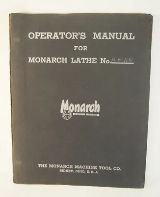 Buy Monarch Turning Machines Shop Manual Operator's Lathe No. M-IV-NN Tool Company • 19.95$