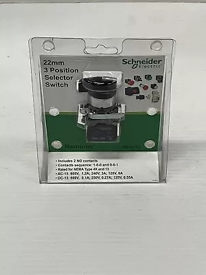 Buy Schneider Electric XB4AS2 Selector Switch 22mm 3 Positions 2 NO Contacts • 34.95$