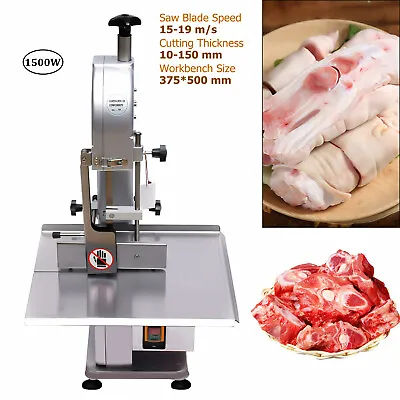 Buy 1500W Electric Meat Bone Saw Machine Meat Bone Cutting Band Cutter 2 Saw Blades • 422.75$