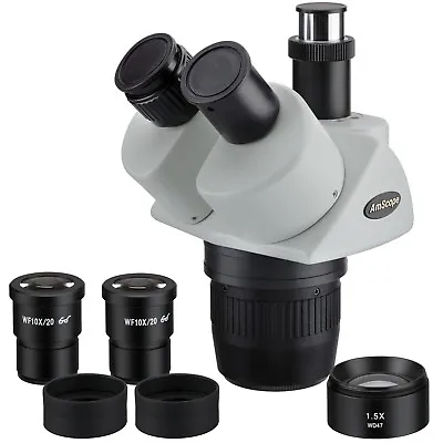 Buy AmScope SW24TY 20x-30x-40x-60x Super Widefield Stereo Trinocular Microscope Head • 177.99$