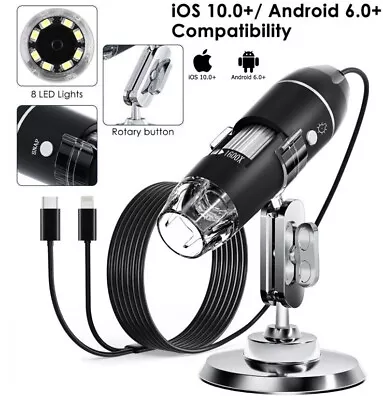 Buy Digital Microscope 1600X USB Coin Microscope 8 LED Magnifier Soldering Camera • 22.76$