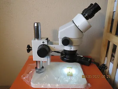 Buy New Amscope Stereozoom Microscope, 7-45x, New 10X E/p's, New Post Std & LED R/l • 225$