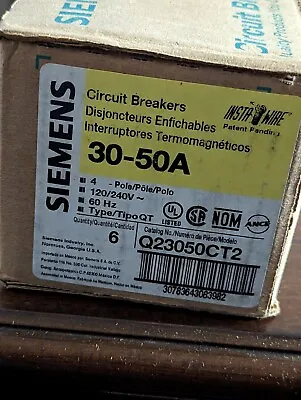 Buy Siemens Q23050CT2 2 Pole 30A 2 Pole 50A 120/240VAC Plug In Quad Breaker New Box • 265$