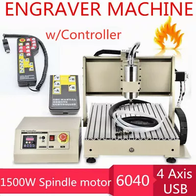 Buy CNC Router Metal Engraving Machine Drill/ Milling Machine 1.5KW  6040 4 Axis +RC • 1,290$