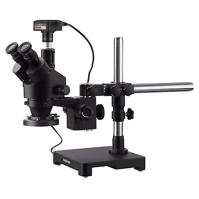 Buy AmScope 7X-45X Trinocular Stereo Zoom Microscope Boom + 5MP Camera + Ring Light  • 767.99$