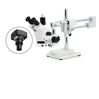 Buy AmScope 7X-45X Trinocular Stereo Microscope Dual-Arm Boom + 80-LED +1.3MP Camera • 606.99$
