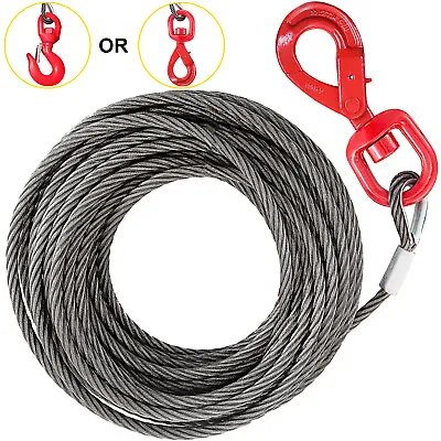 Buy VEVOR Fiber Core Winch Cable 3/8 X75 Self Locking Swivel Hook Tow Truck Flatbed • 69.90$