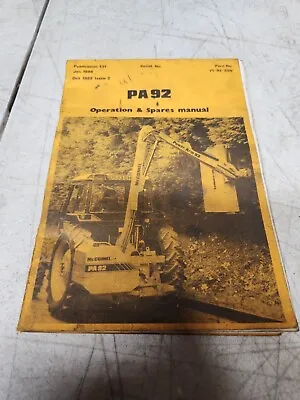 Buy McConnel PA 92 Operation And Spares Manual For Boom Mounted Flail Mower • 12$