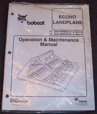 Buy Bobcat Econo Landplane 72  78  Operation & Maintenance Manual  NEW Old Stock • 9.99$
