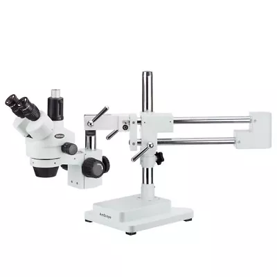 Buy AmScope 3.5X-45X Simul-Focal Stereo Zoom Microscope On Dual Arm Boom Stand • 507.99$