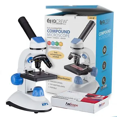 Buy AMSCOPE-KIDS 40X-1000X Dual LED Illumination Portable Microscope With Kit • 111.99$