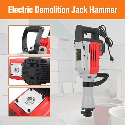 Buy 3000W Electric Demolition Jack Hammer Heavy Duty Concrete Breaker 2 Chisel • 148.56$