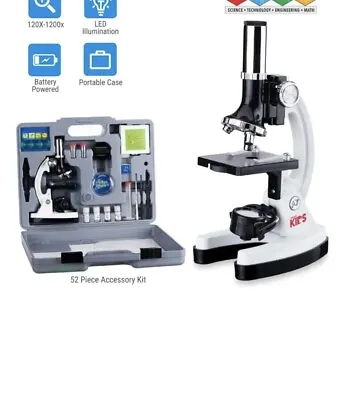 Buy AmScope 52pc 120X-1200X Starter Compound Microscope Science Kit Kids - New • 35.50$