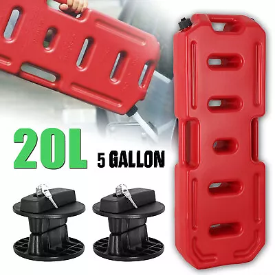 Buy 20L 5 Gallon Gas Container Backup Fuel Can Pack Tank + 2PC Lock For Jeep SUV ATV • 125.99$