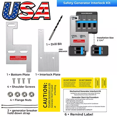 Buy Generator Interlock Kit For GE /Siemens /Murray/ITE 150 And 200 Amp Panel • 29.99$