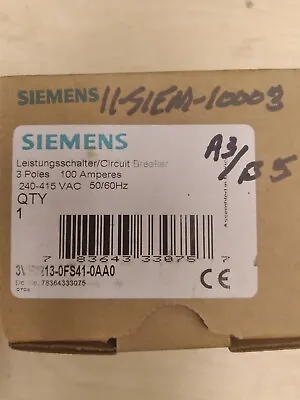 Buy SIEMENS 3VF2213-0FS41-0AA0 100 Amp 3 Pole Circuit Breaker - NEW In Box  • 49.90$