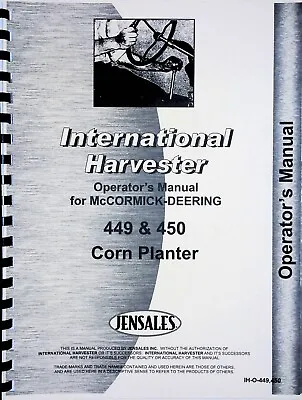 Buy IH International Harvester 449 450 Corn Planter Owners Operators Manual 4ROW • 40.99$