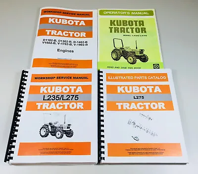 Buy Kubota L275 Tractor Service Engine Chassis Operators Manual Parts Catalog Set • 78.97$