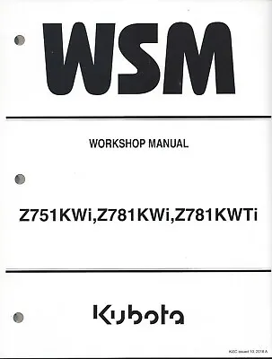 Buy Kubota Z751KWi  Zero Turn Mower Workshop Repair Manual 9Y111-19920 • 88.79$