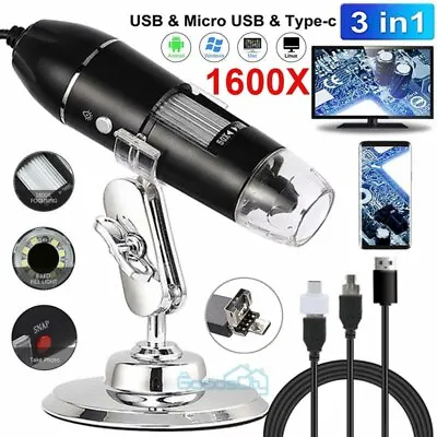 Buy 1600X Zoom 8LED HD 1080P USB Microscope Digital Magnifier Endoscope Video Camera • 22.29$
