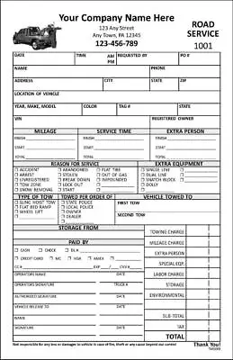 Buy Custom Wrecker Towing Road Service Forms / 5.5 X 8.5 / 2 Or 3 Part / TMG068 • 54.97$