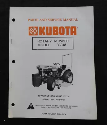 Buy Original Kubota B7100 Tractor  B3048 Belly Mower Deck  Parts & Service Manual • 23.95$