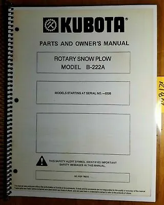 Buy Kubota McKee B-222A B222A Rotary Snow Plow Blower For B6100 B7100 Tractor Manual • 16.49$