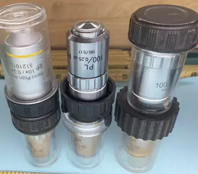 Buy Lot Of 6 Different Objective Microscope Lens MP10/0.25, SP100/1.25 Oil, RP 10 • 55$
