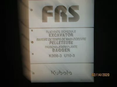 Buy Kubota K008-3  U10-3 Excavator Flat Rate Schedule Manual Original • 25.57$