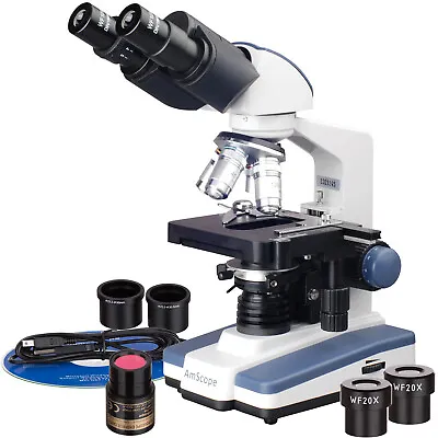 Buy AmScope 40X-2000X LED Digital Binocular Compound Microscope W 3D Stage + Camera • 289.99$