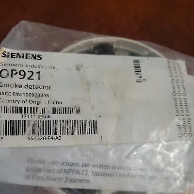 Buy Siemens Op921 Photoelectric Smoke Detector .nib!! • 47.50$