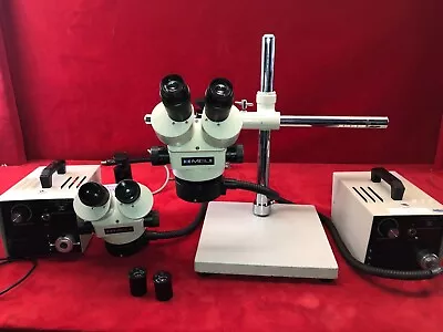 Buy Two MEIJI EMZ Microscopes With Stand And 2 Fiber-Lite Illumintation • 749.95$