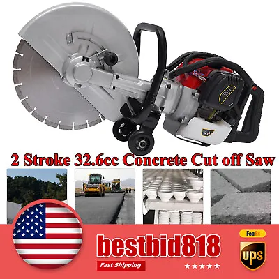 Buy Concrete Cut Off Saw 2 Stroke 32.6cc Gas Power Cement Masonry Wet Dry Saw Cutter • 264.10$