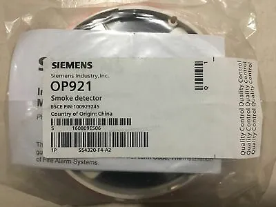 Buy New Siemens Op921 -fire Alarm Photoelectric Smoke Detect. (1000+ Available) • 59.95$