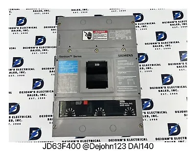 Buy Siemens JD63F400 Molded Case Circuit Breaker, 400A Frame, 350A Trip, 600v, 3P • 1,200$