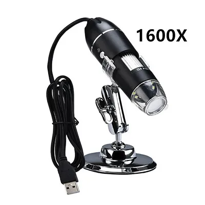 Buy 1600X 8 LED USB Digital Microscope Endoscope Zoom Camera Magnifier With Stand • 18.88$
