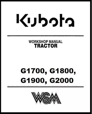 Buy Tractor Shop Service Repair Manual Kubota G2000 G1700 G1800 G1900 Lawn Garden • 47.97$