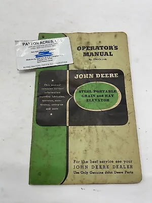 Buy Operators Manual For John Deere Steel Portable Grain And Hay Elevator • 13$