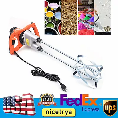 Buy 1800W Electric Mortar Mixer Twin Paddle Paint Cement Grout Mortar Dual 2 Speed  • 159$