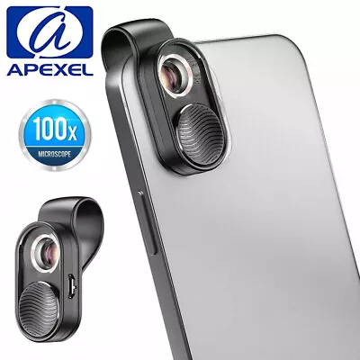 Buy APEXEL 100X Phone Pocket Microscope Camera Micro Lens With Clip For Smartphone • 17.99$