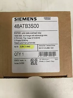 Buy SIEMENS 48ATB3S00 ESP200 Solid State Overload Relay - 0.75-3.4AMPS • 215$