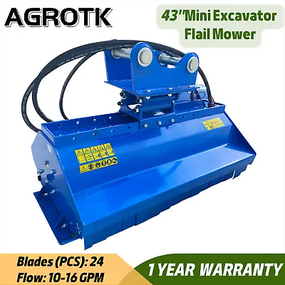 Buy Agrotk 43  Compact Excavator Flail Mower Mowing 16-21 GPM For 6-8 Ton Excavators • 2,426$