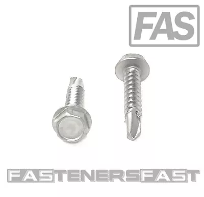Buy (100) 10 X 1 Stainless Steel Hex Washer Head Self Drilling Tapping TEK Screws • 18.05$